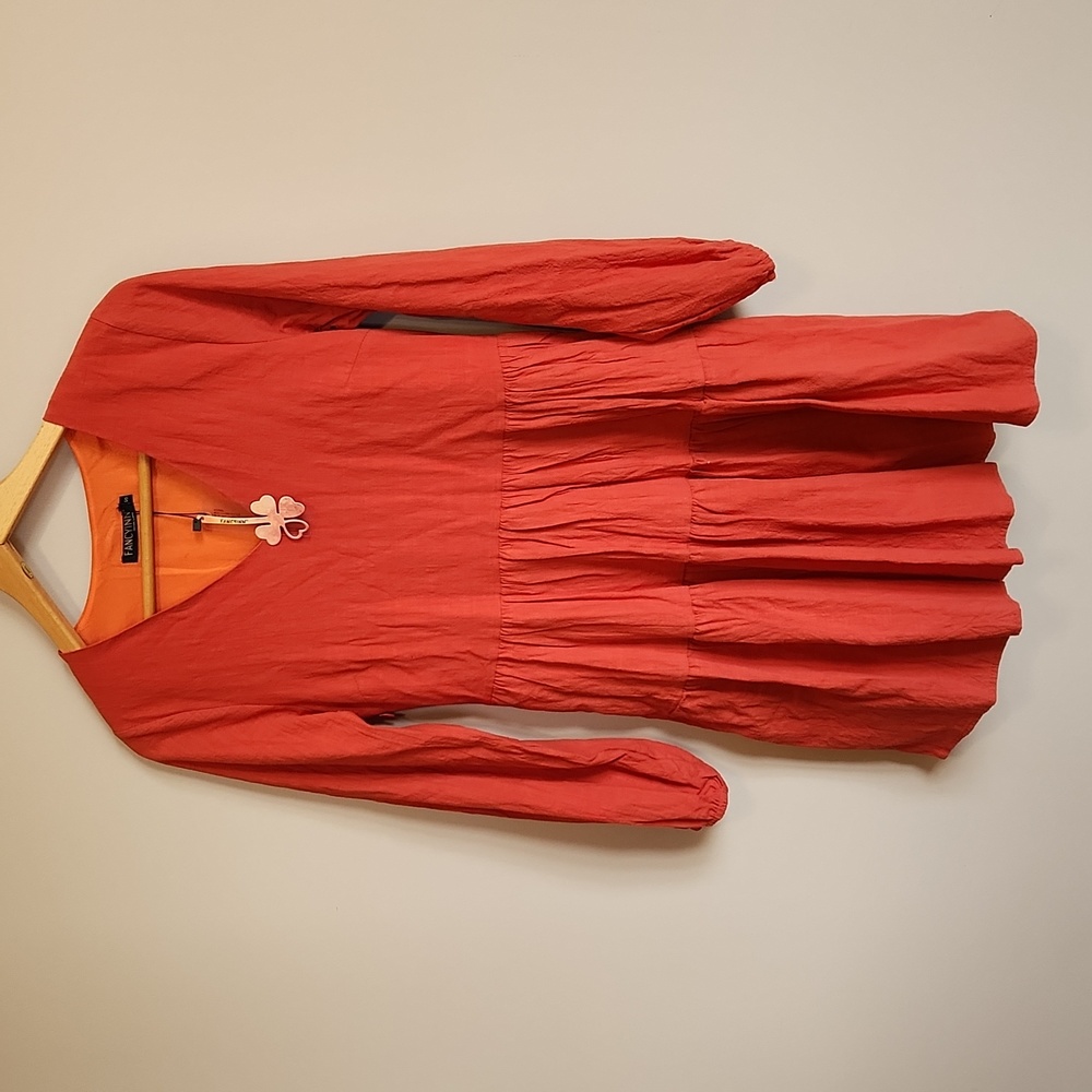 Fancyinn cotton blend dress. Burnt Orange. Size S